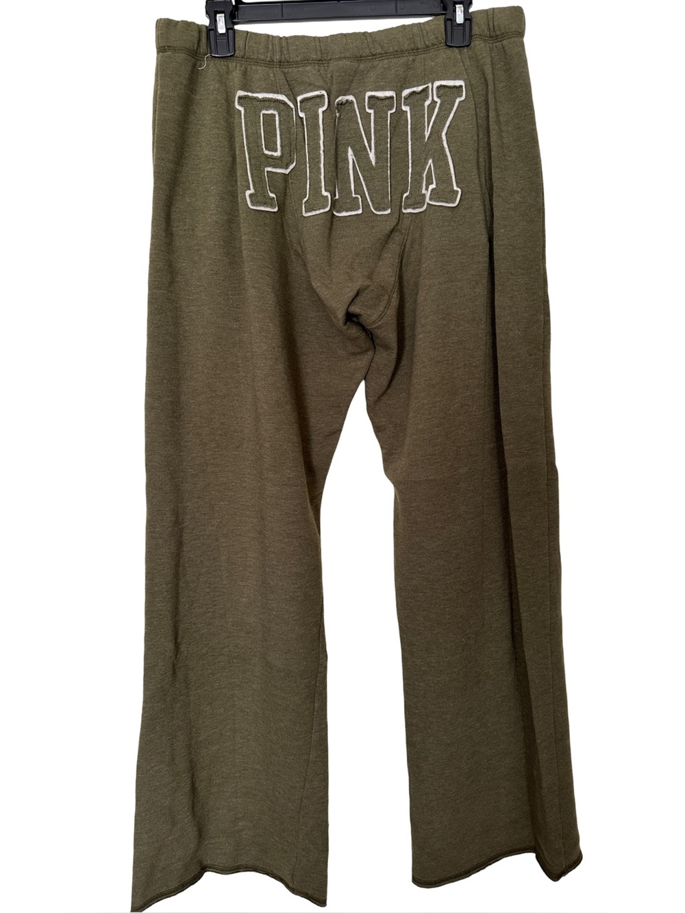Vintage VS PINK Y2K Olive Green Spellout Wide Leg Sweatpants M